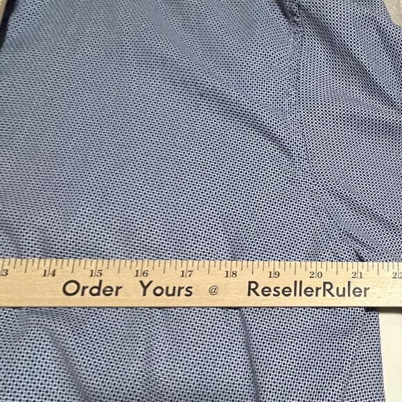 Vince Camuto Mens Shirt Long Sleeve Blue Gray Jacquard Weave Concealed Button XL - Picture 4 of 6
